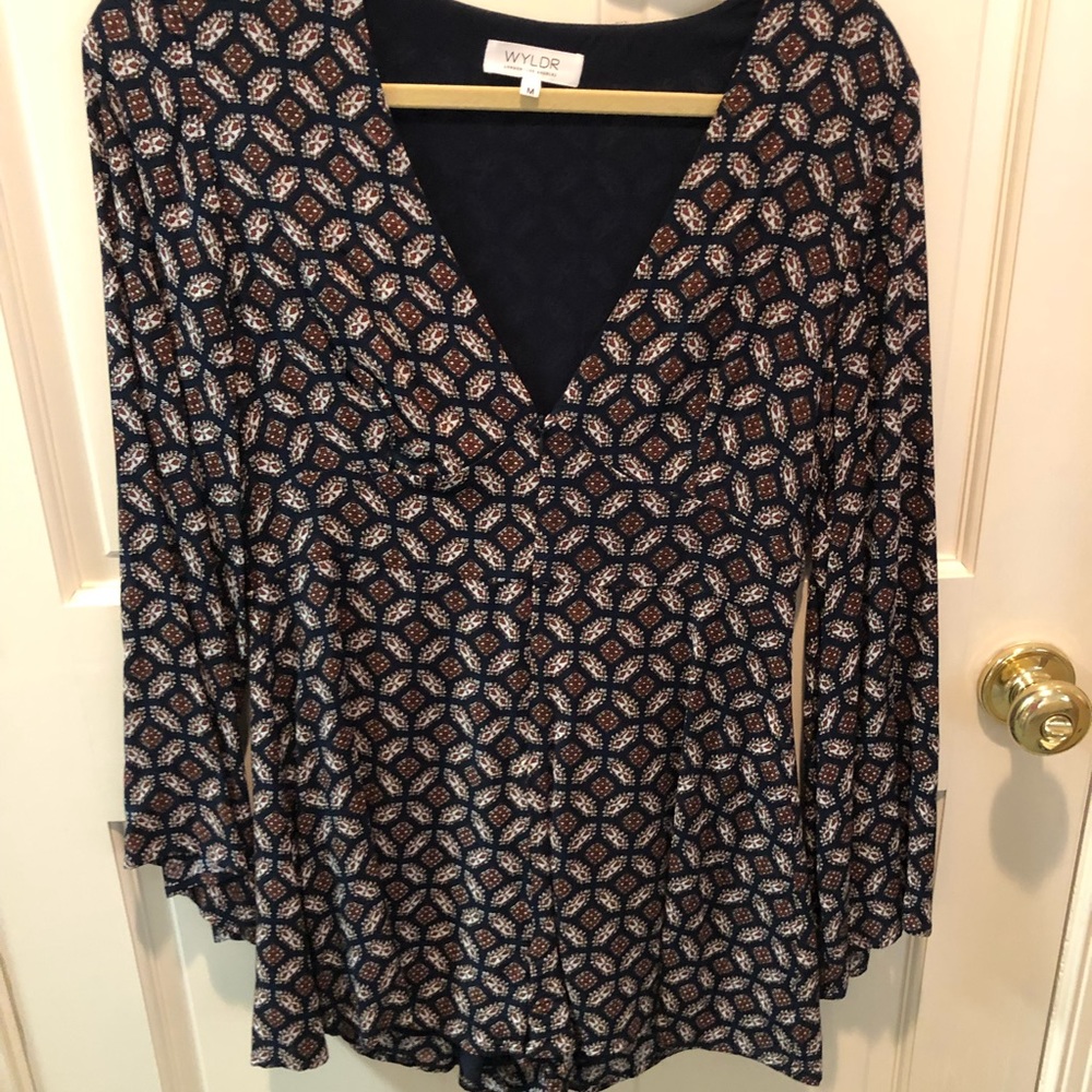 Long sleeve deep v romper